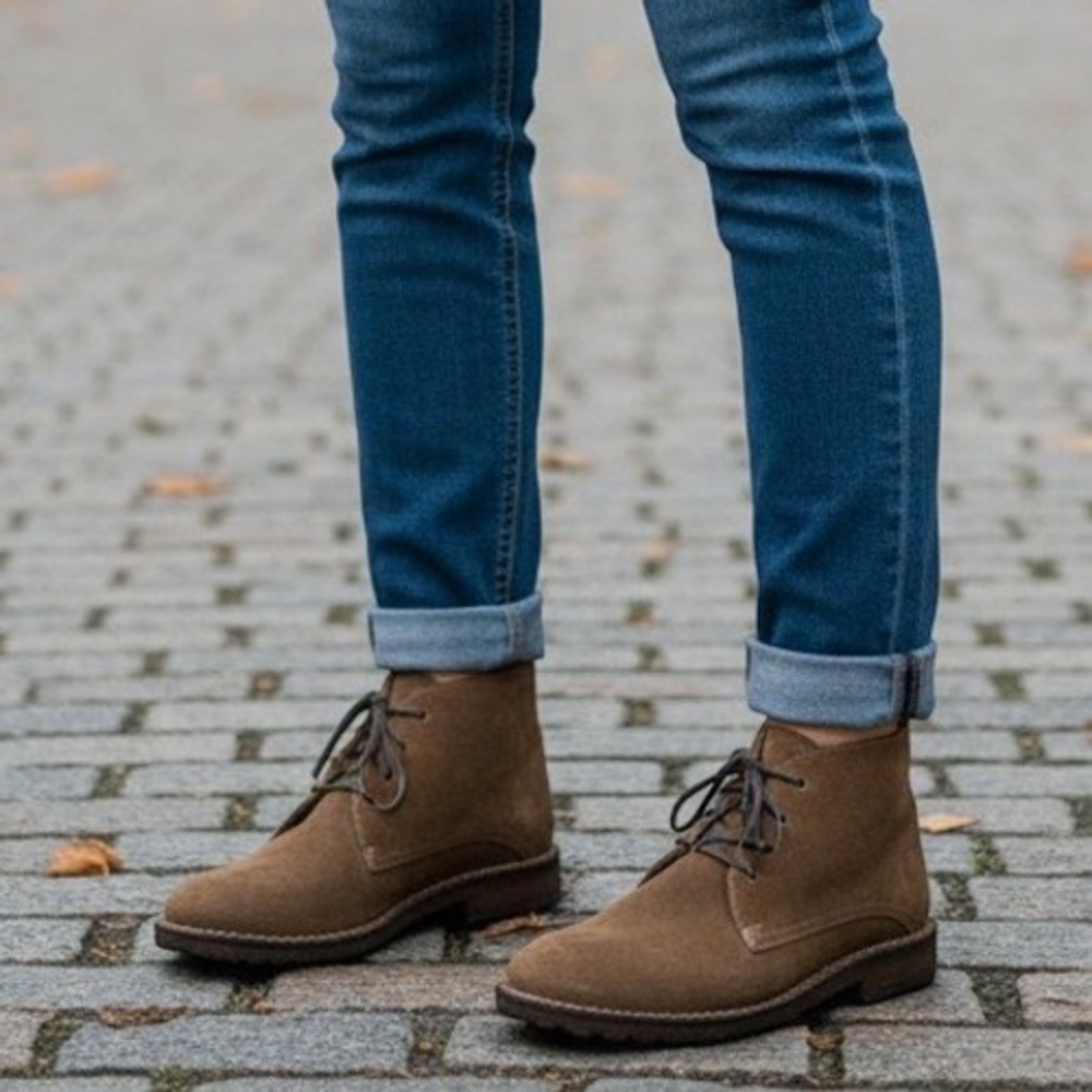 Johnston & Murphy Mens Brown Suede Sheepskin Chukka Desert Boots 25-0640 10.5M